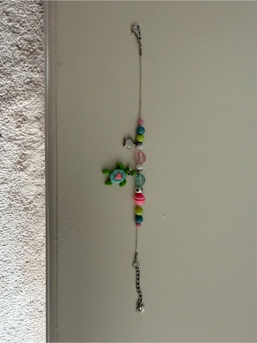 Kids Turtle Charm Bracelet in Green and Pink